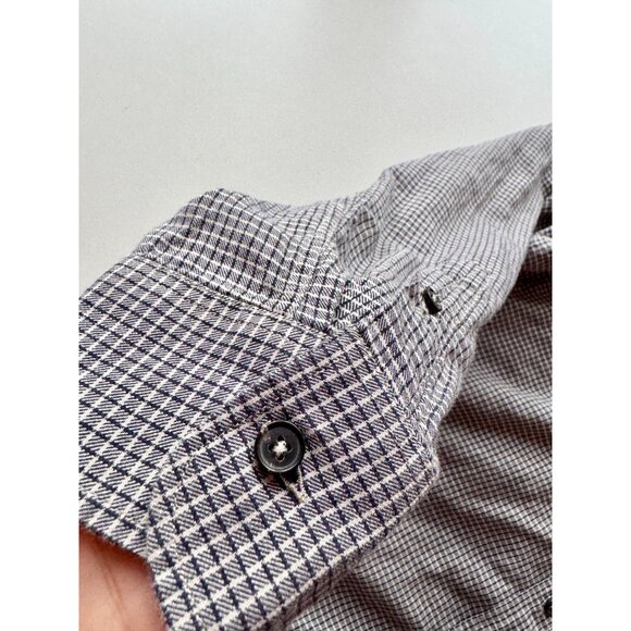 BILLY REID Kirby Standard Grey Check Cotton Flannel Button Down Shirt, Size M - Picture 7 of 14